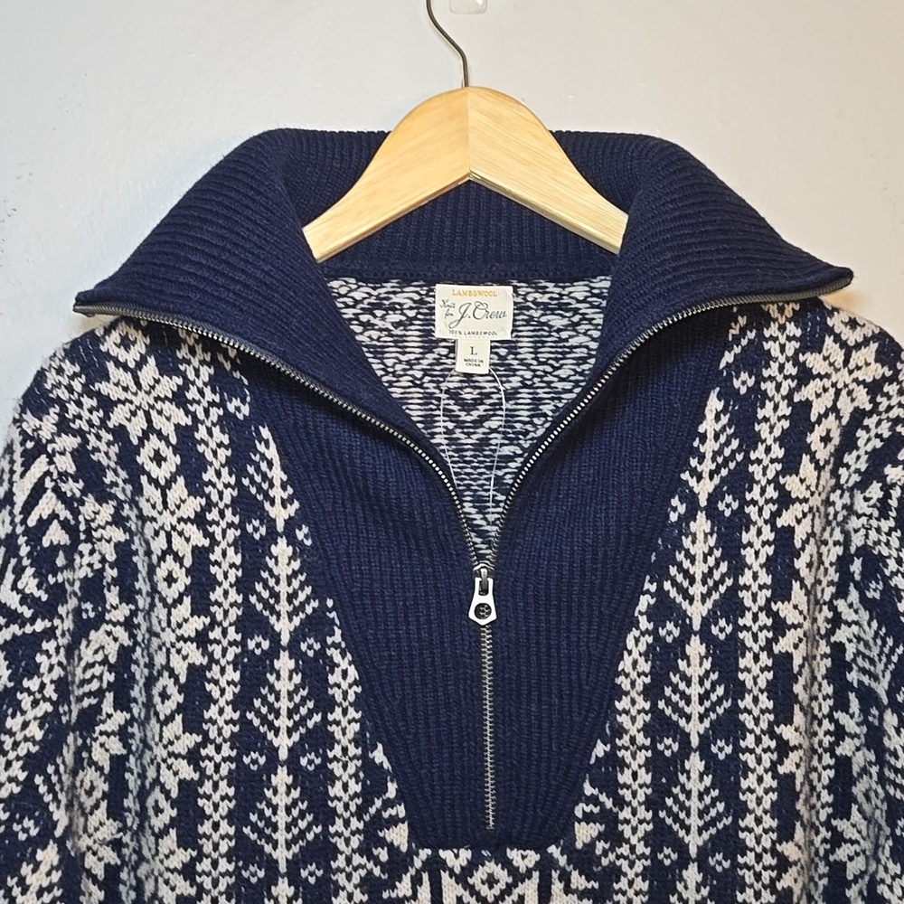 J. Crew Fair Isle Lambswool Half-Zip Pullover Turtleneck Knit Sweater NWOT - Picture 5 of 14